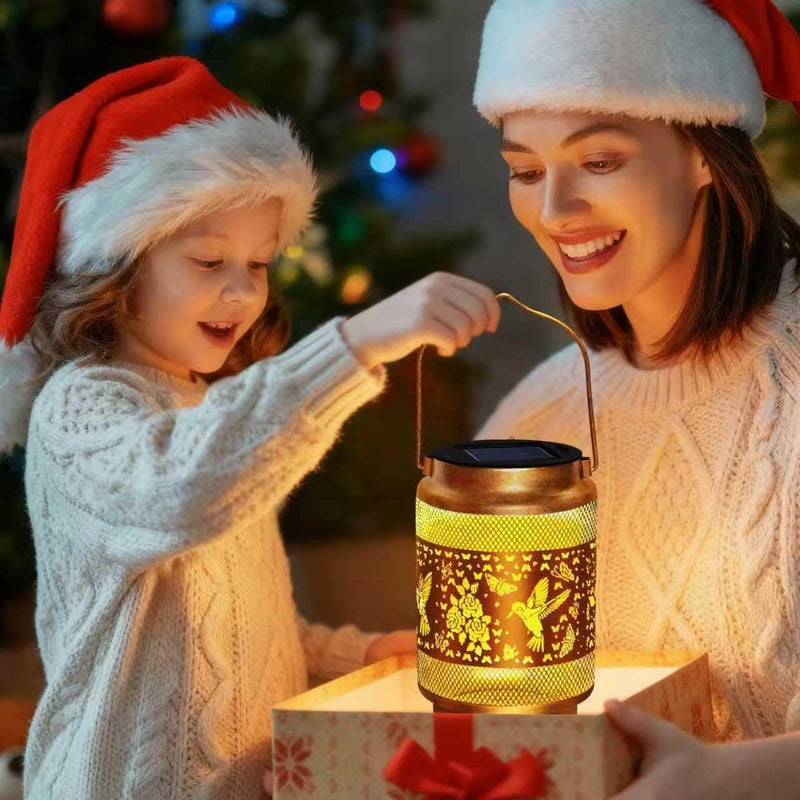 EDOF Christmas Gifts for Women Solar Lanterns Outdoor Waterproof Hummingbird Garden Decor,Birthday Gifts for Women Mom Grandma,Hanging Solar Lights Outside Hollowed-Out Lantern for Patio,Yard Art,Porch - Image 3